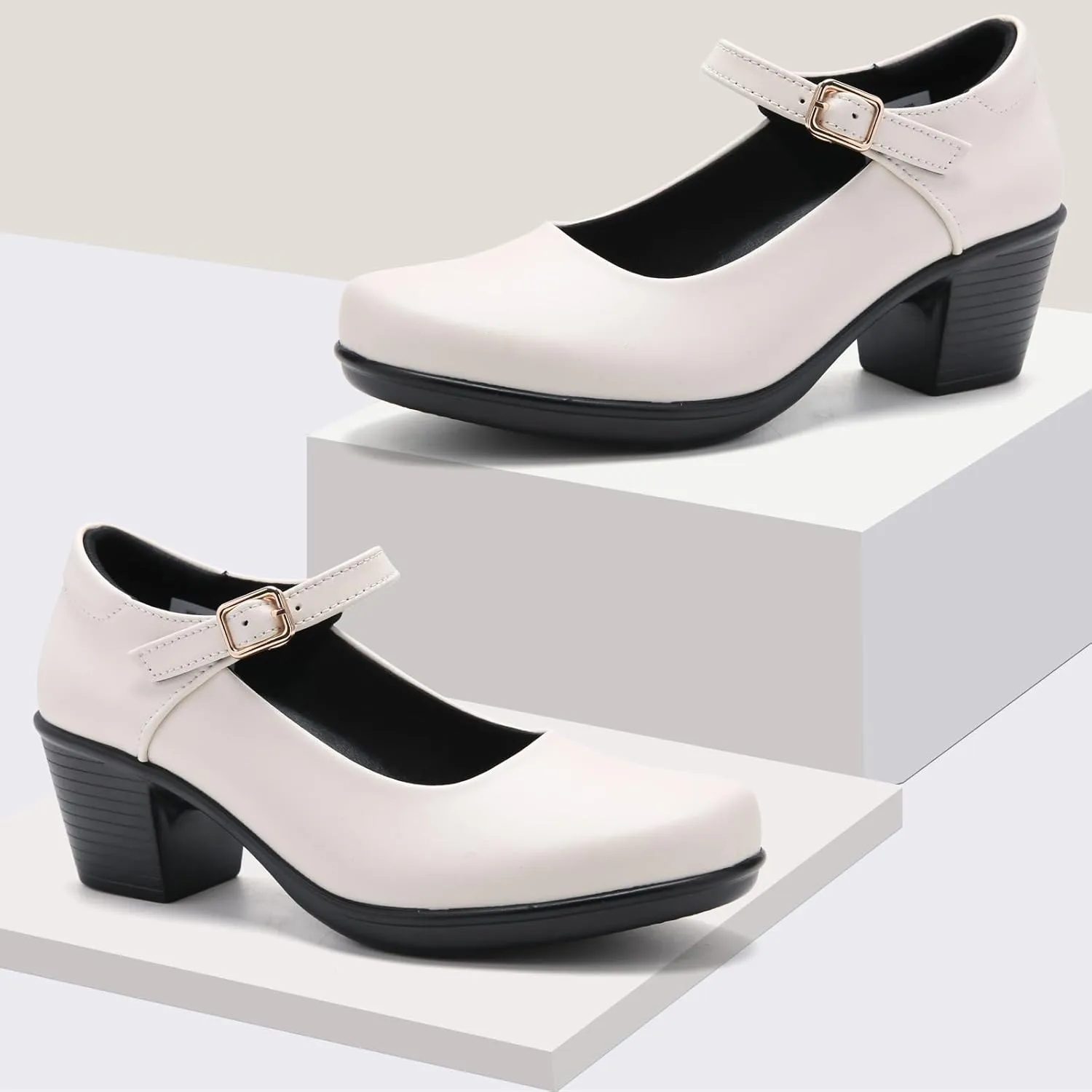 2025 Women's Mary Jane High Heels Pumps, Chunky 2-Inch Heel, Comfortable Dress Shoes for Work, Casual and Office Business, Zapatos para Mujer de Vestir