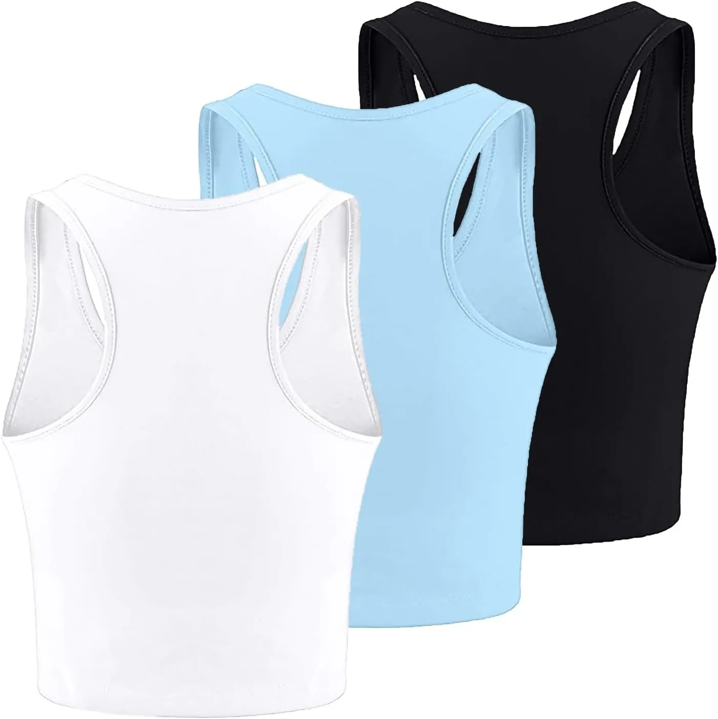 3 Pack Summer Tank Tops for Women U Neck Ribbed Sleeveless Camisole Shirts Racerback Crop Tops Going Out Clothes 2025