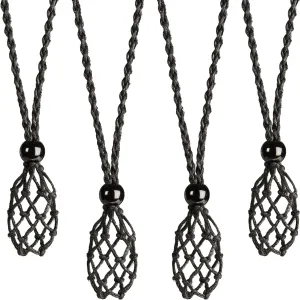 4 PCS Crystal Cage Holder Necklace Cord Empty Stone Holder Pendant Stone Holder Replacement Hand-Woven Necklace Cord with Adjustable LengthStyle 2