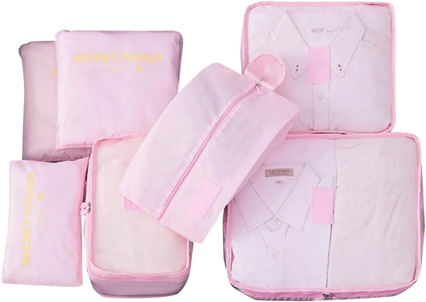 7 Set Packing Cubes for Suitcases, Travel Luggage Packing Organizers with Storage Shoe Bag, Clothing Underwear Bag, for Man & Women (G)