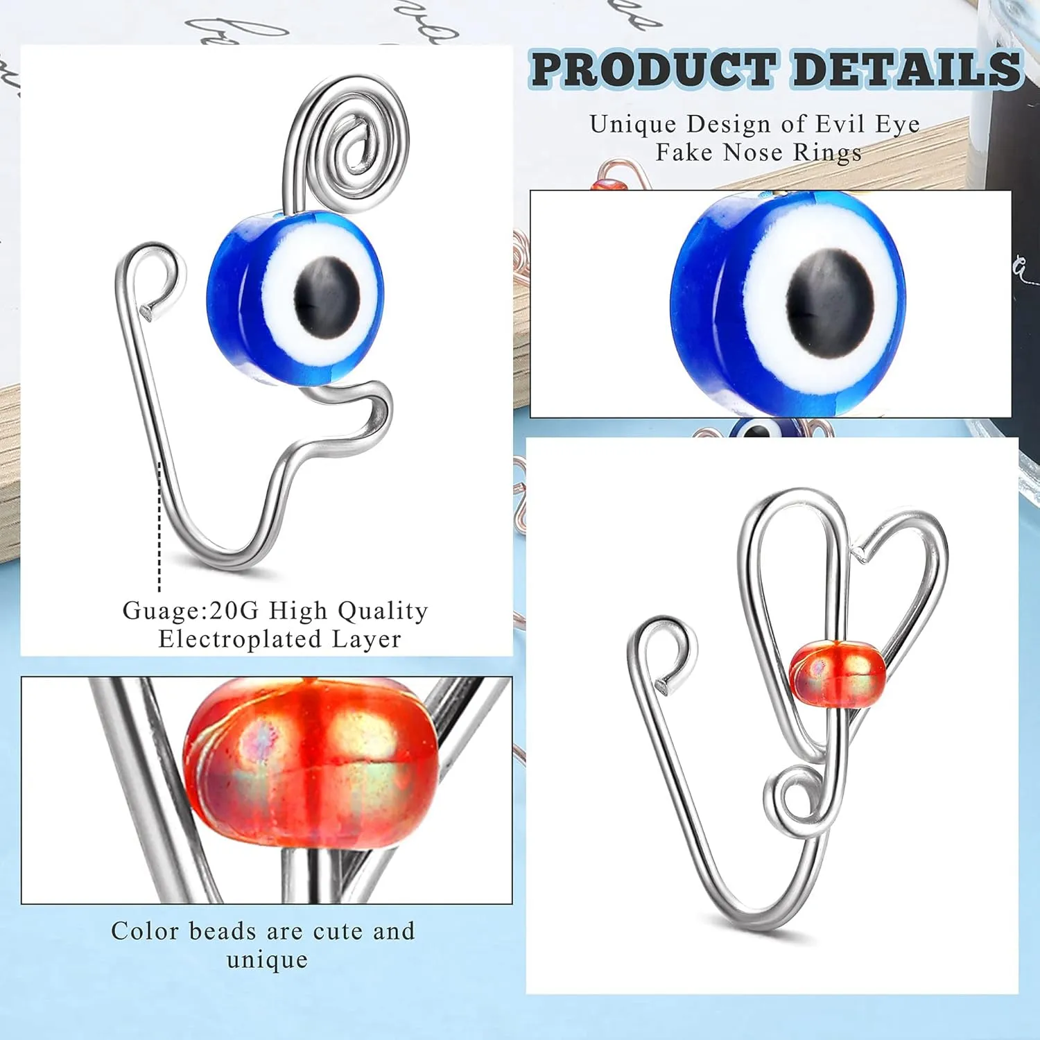 9-16pcs Multi-Style Adjustable Fake Nose Rings for Women Fake Nose Cuffs for Non Pierced Nose Heart Flower Butterfly Moon Star Clip on Fake Nose Ring Piercing