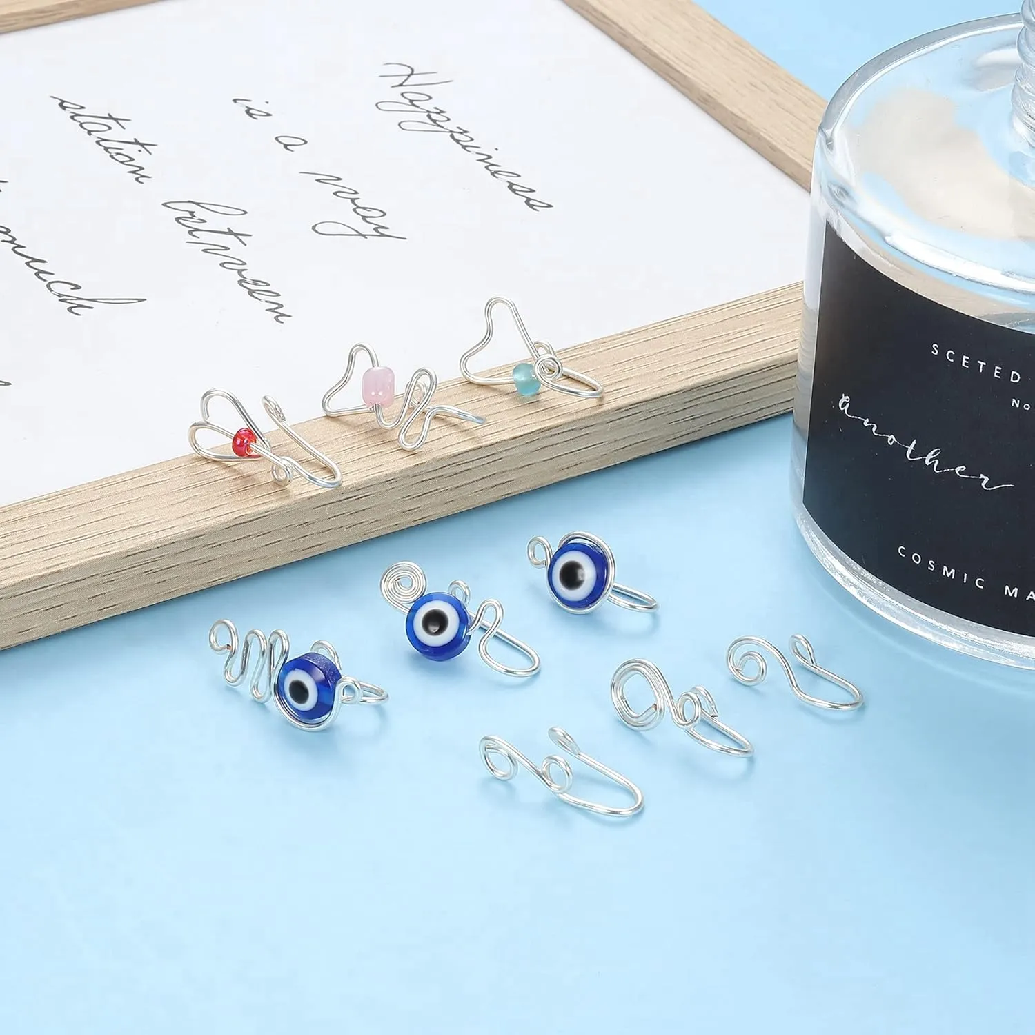 9-16pcs Multi-Style Adjustable Fake Nose Rings for Women Fake Nose Cuffs for Non Pierced Nose Heart Flower Butterfly Moon Star Clip on Fake Nose Ring Piercing