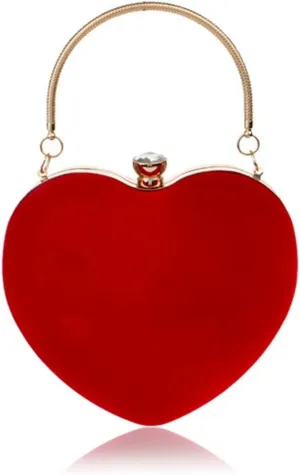 Acrylic Heart Velvet Women Evening Bags With Handle Shoulder Handbags Chain Wedding Party Clutch Bags