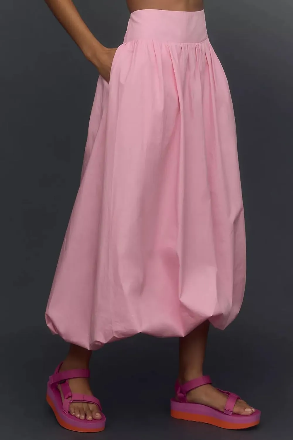 Adoeren Women Bubble Maxi Skirt Y2k Pleated A Line Balloon Long Skirt Casual Puff Skirt Solid Elegant Party Midi Skirt