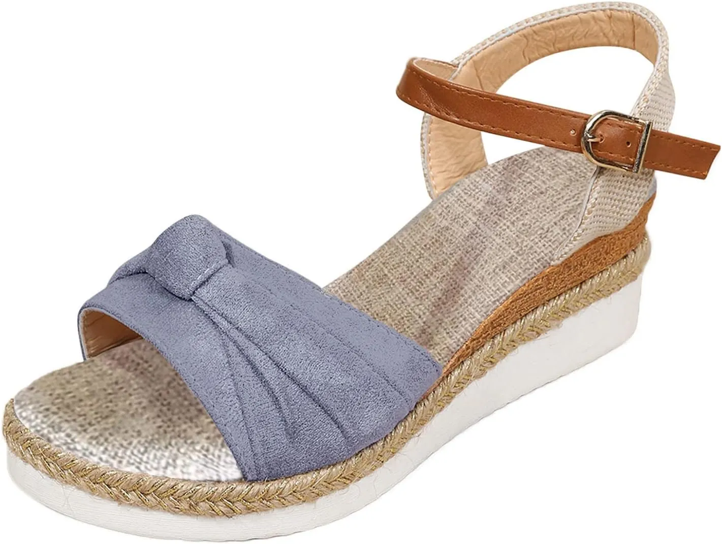 AMDBEL Orthopedic Wedge Sandals for Women Espadrille Sandals Dressy Open Toe Ankle Strap Heel Fashion Strappy Beach Shoes
