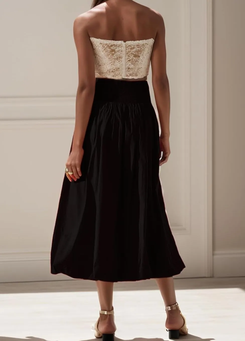 Aonoapll Y2k Women Bubble Maxi Skirt Casual Elastic Low Waist Flowy A Line Long Skirt Summer Ruffle Balloon Skirt