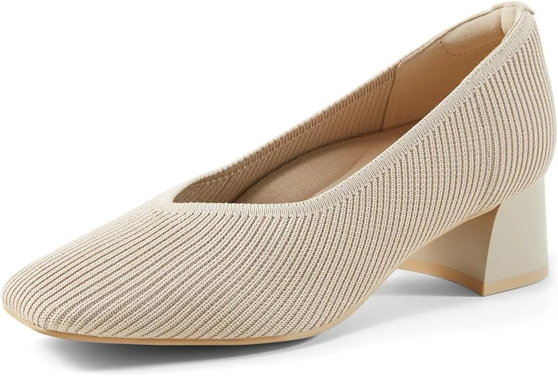 Arromic Women's Pumps, Closed Toe Chunky Heels for Women, Square Toe Low Block Heels, Work Pumps Shoes, Casual Daily Wear Pumps for Women