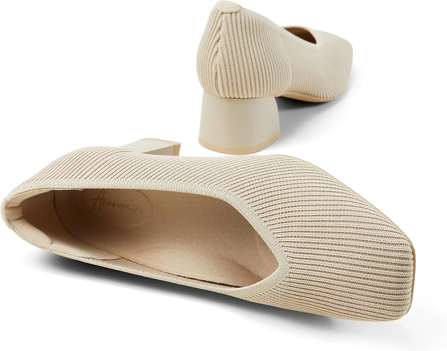 Arromic Women's Pumps, Closed Toe Chunky Heels for Women, Square Toe Low Block Heels, Work Pumps Shoes, Casual Daily Wear Pumps for Women