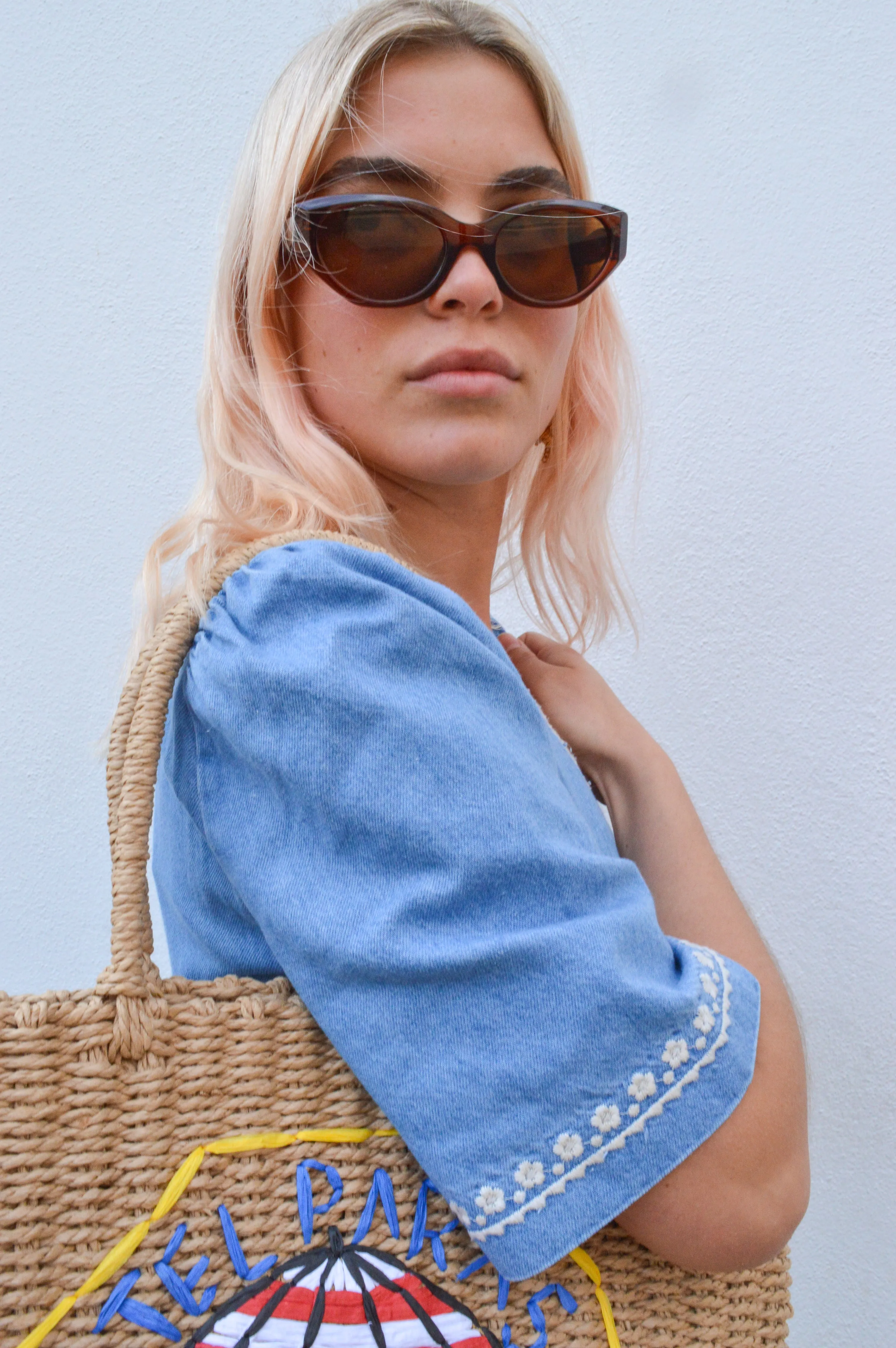 Atelier Rve Tawny Denim Embroidered Dress