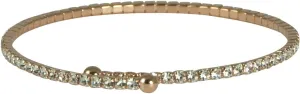 AUSTRIAN CRYSTALS (GENUINE) COIL WRAPS, CUFFS, BANGLES FLEXIBLE STACKABLE BRACELETS (1 ROW/ROSE GOLD)