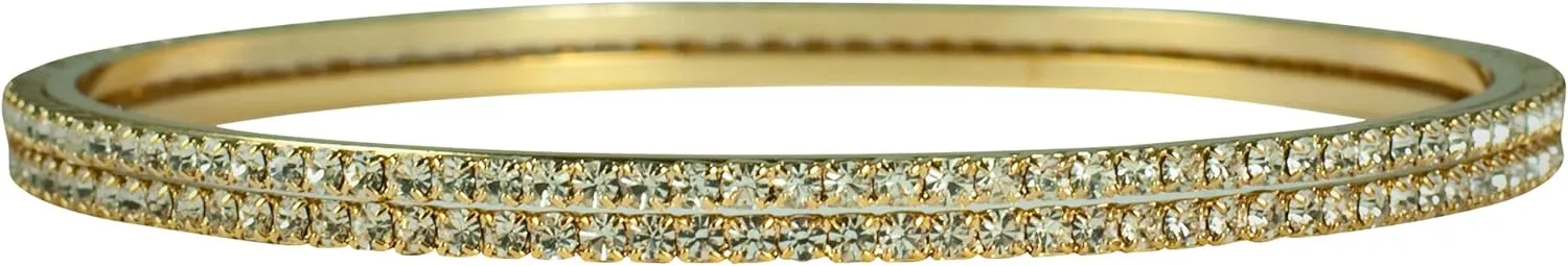 AUSTRIAN CRYSTALS (GENUINE) COIL WRAPS, CUFFS, BANGLES FLEXIBLE STACKABLE BRACELETS (BANGLE/GOLD)