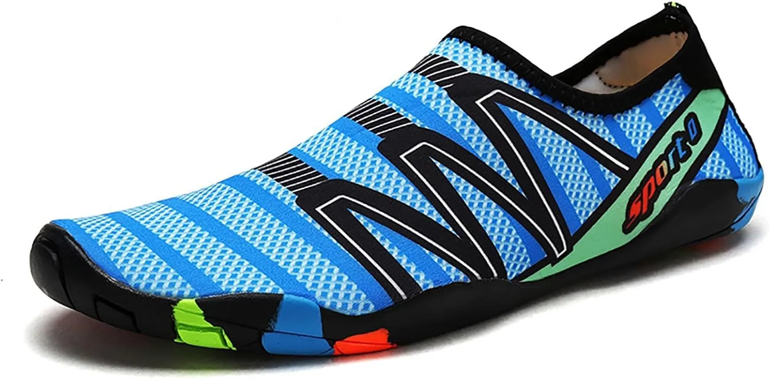 Beach Shoes for Men and Women Summer Quick Drying Swimming Non Slip Water Socks Breathable River Trekking Snorkeling and Wading Soft Soles Fishing Shoe (Blue, 14)