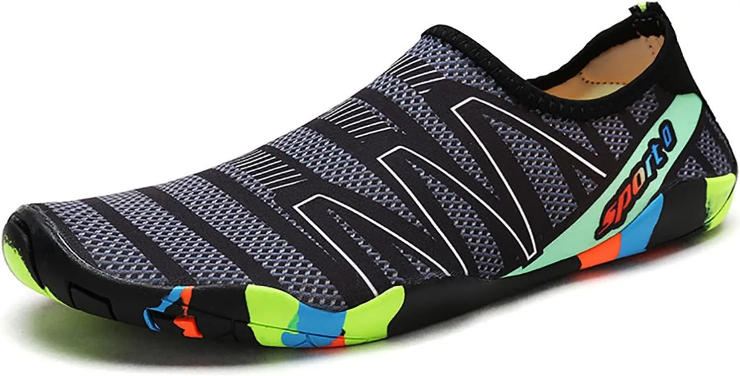 Beach Shoes for Men and Women Summer Quick Drying Swimming Non Slip Water Socks Breathable River Trekking Snorkeling and Wading Soft Soles Fishing Shoe (Grey, 6)
