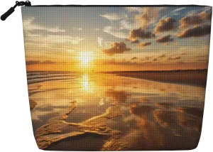 Beautiful Sunrise Print Cosmetic Bags for Women Large Capacity Purse Travel Toiletry Zipper Storage Pouch