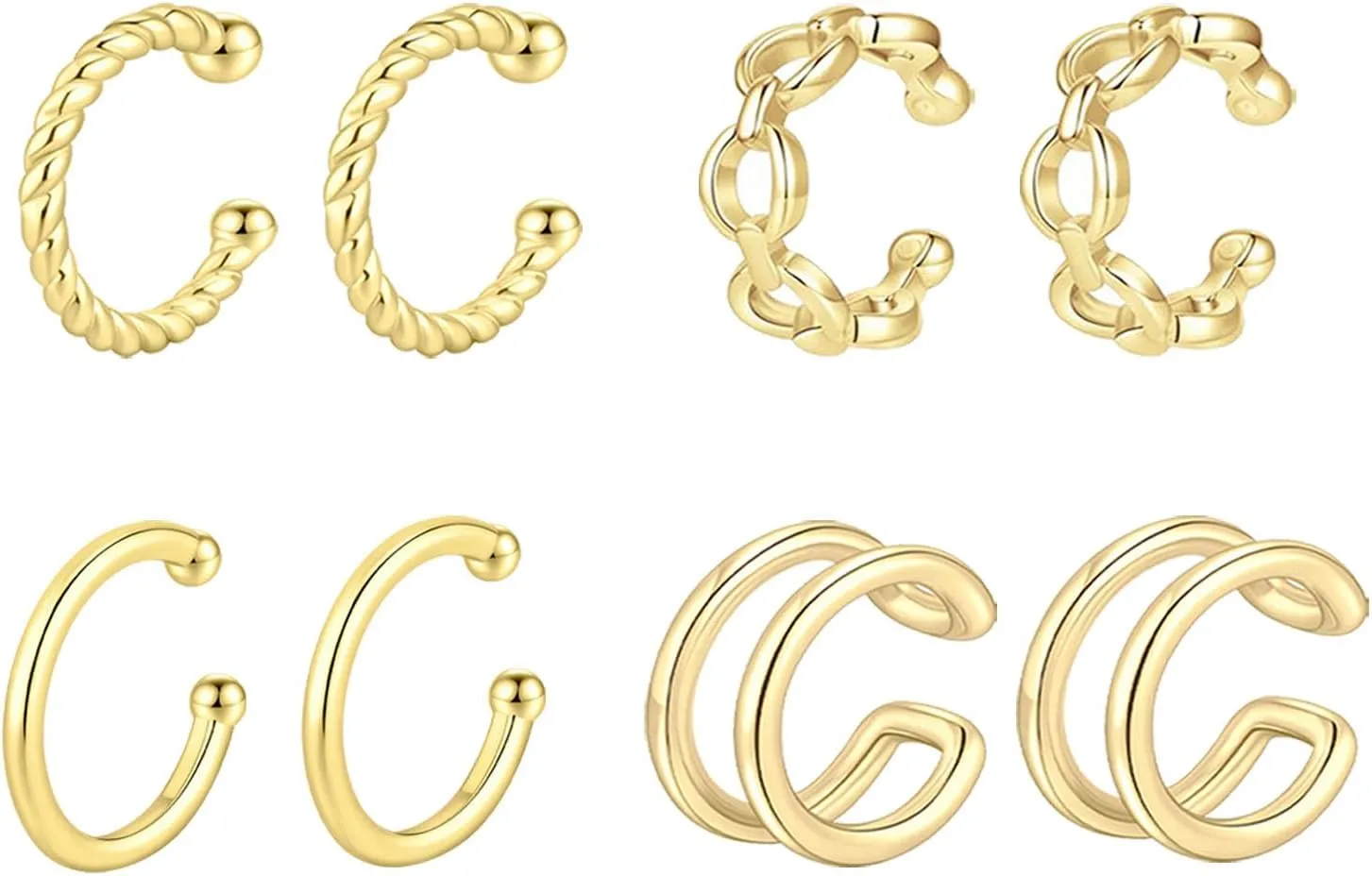 CASDAN Ear Cuffs for Women Non Piercing 14k Gold Plated Ear Cuff Earrings for Women Hypoallergenic Earring Cuffs Non Pierced Trendy Cubic Zirconia Fake Cartilage Piercing Jewelry Gifts