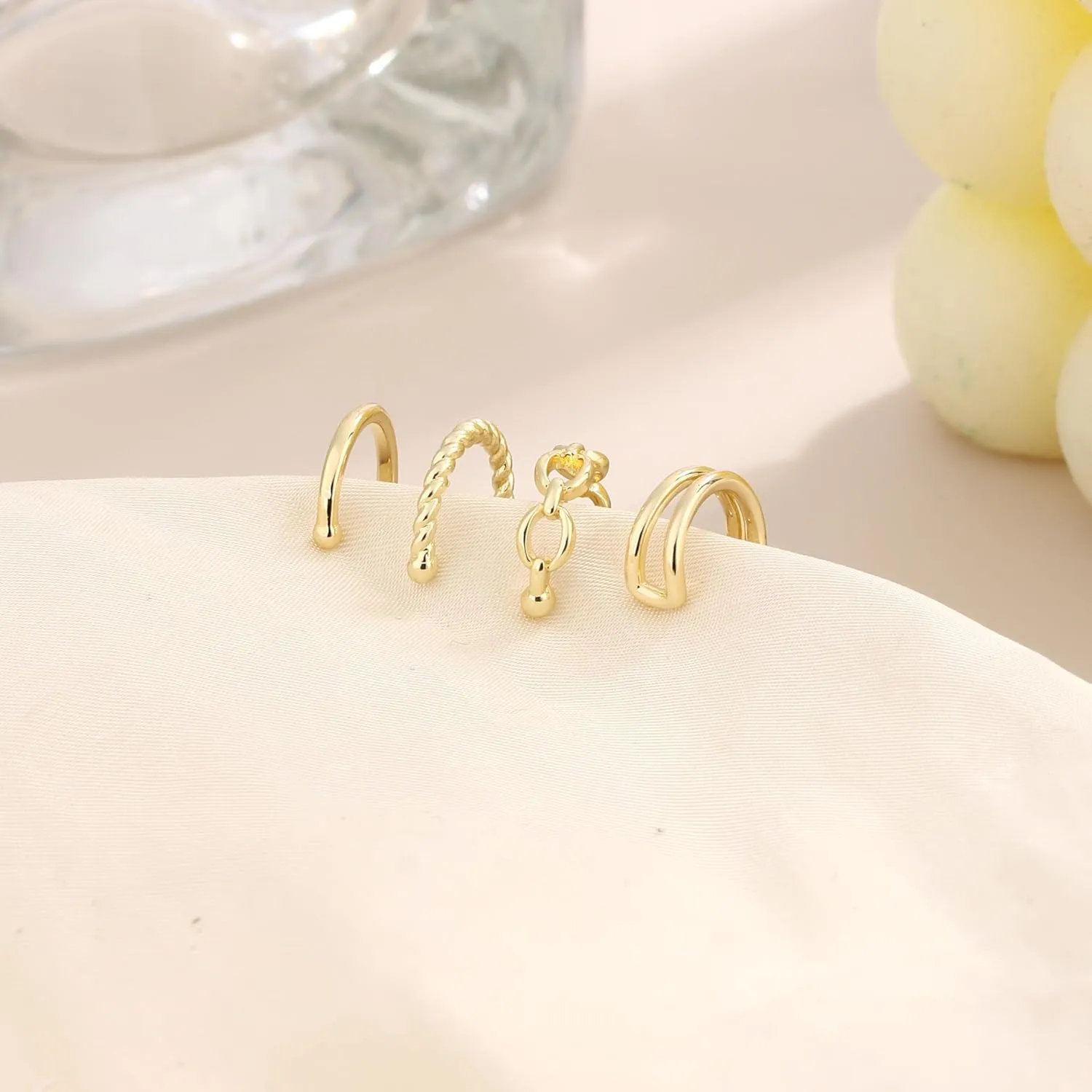 CASDAN Ear Cuffs for Women Non Piercing 14k Gold Plated Ear Cuff Earrings for Women Hypoallergenic Earring Cuffs Non Pierced Trendy Cubic Zirconia Fake Cartilage Piercing Jewelry Gifts
