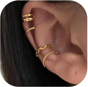 CASDAN Ear Cuffs for Women Non Piercing 14k Gold Plated Ear Cuff Earrings for Women Hypoallergenic Earring Cuffs Non Pierced Trendy Cubic Zirconia Fake Cartilage Piercing Jewelry Gifts