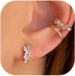 CASDAN Ear Cuffs for Women Non Piercing 14k Gold Plated Ear Cuff Earrings for Women Hypoallergenic Earring Cuffs Non Pierced Trendy Cubic Zirconia Fake Cartilage Piercing Jewelry Gifts