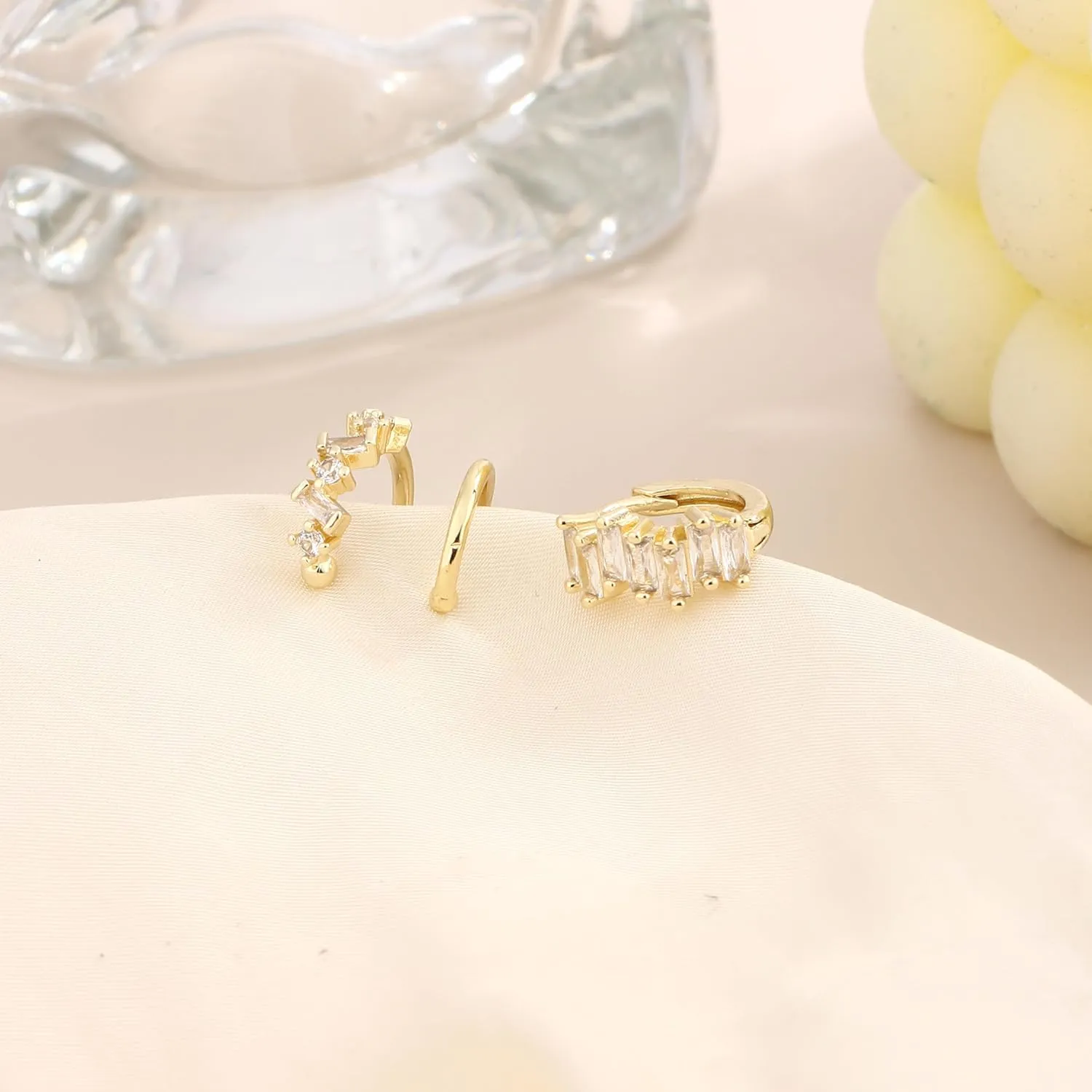 CASDAN Ear Cuffs for Women Non Piercing 14k Gold Plated Ear Cuff Earrings for Women Hypoallergenic Earring Cuffs Non Pierced Trendy Cubic Zirconia Fake Cartilage Piercing Jewelry Gifts