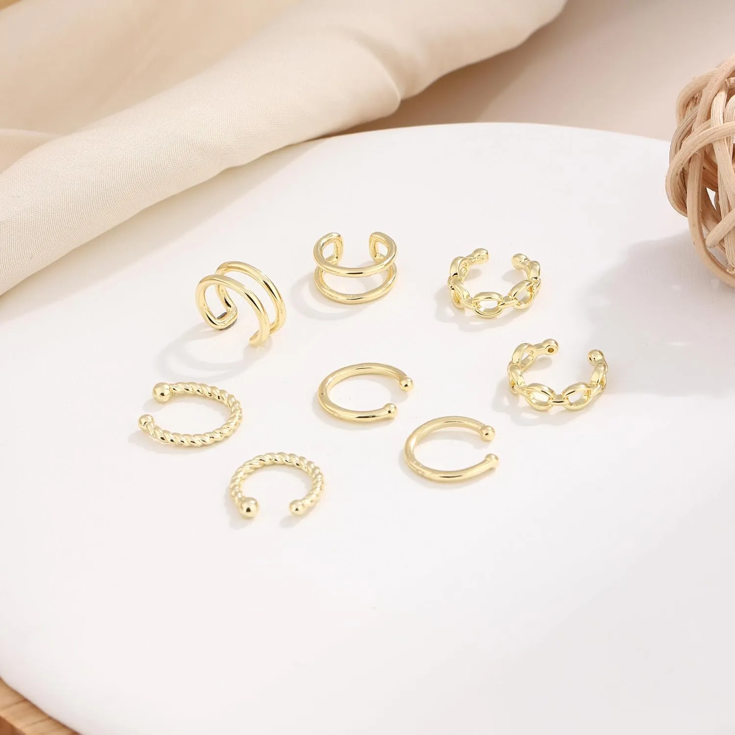 CASDAN Ear Cuffs for Women Non Piercing 14k Gold Plated Ear Cuff Earrings for Women Hypoallergenic Earring Cuffs Non Pierced Trendy Cubic Zirconia Fake Cartilage Piercing Jewelry Gifts