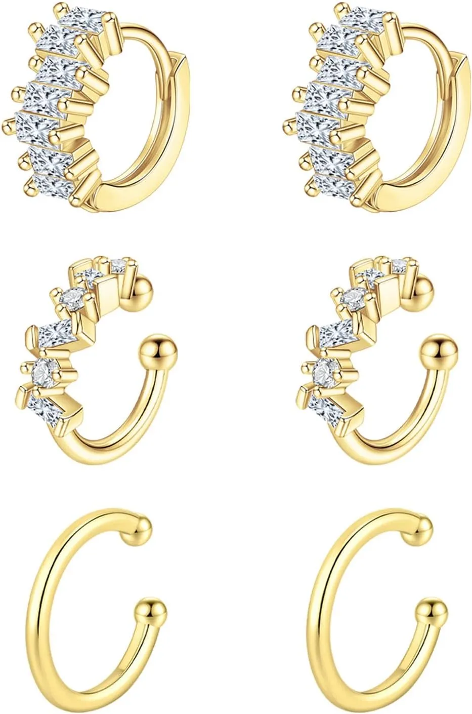 CASDAN Ear Cuffs for Women Non Piercing 14k Gold Plated Ear Cuff Earrings for Women Hypoallergenic Earring Cuffs Non Pierced Trendy Cubic Zirconia Fake Cartilage Piercing Jewelry Gifts