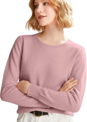 Cashmere Sweater Women Long Sleeve Crewneck Sweaters Lightweight Classic Fall Winter Pullover Sweaters Top