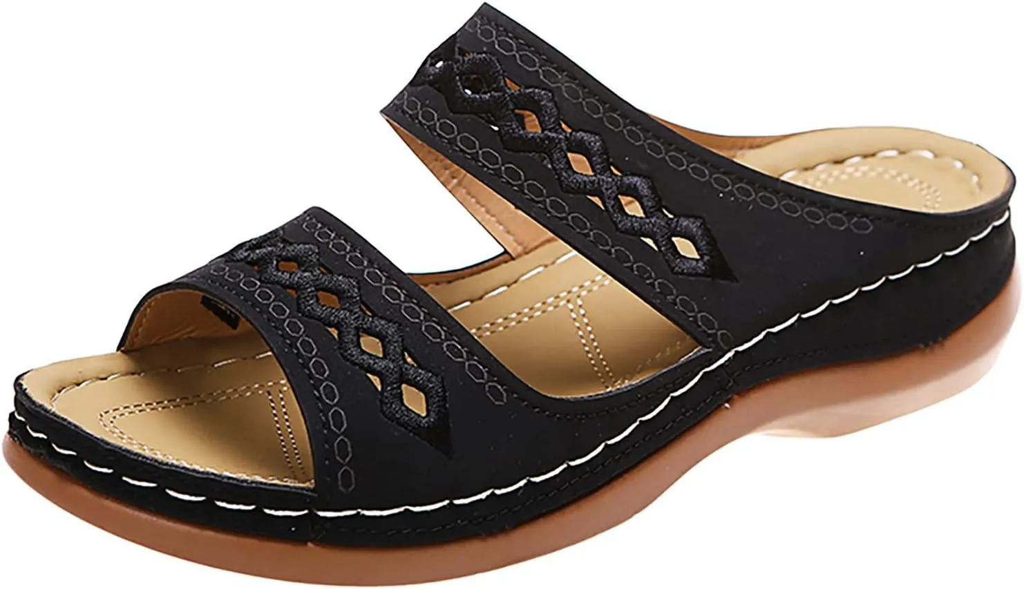 Cathalem Orthopedic Sandals for Women Summer Dressy Open Toe Ankle Strap Platform Sandals Casual Strappy Low Wedges Sandals