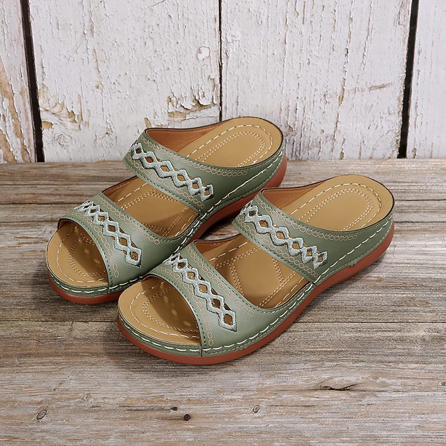 Cathalem Orthopedic Sandals for Women Summer Dressy Open Toe Ankle Strap Platform Sandals Casual Strappy Low Wedges Sandals