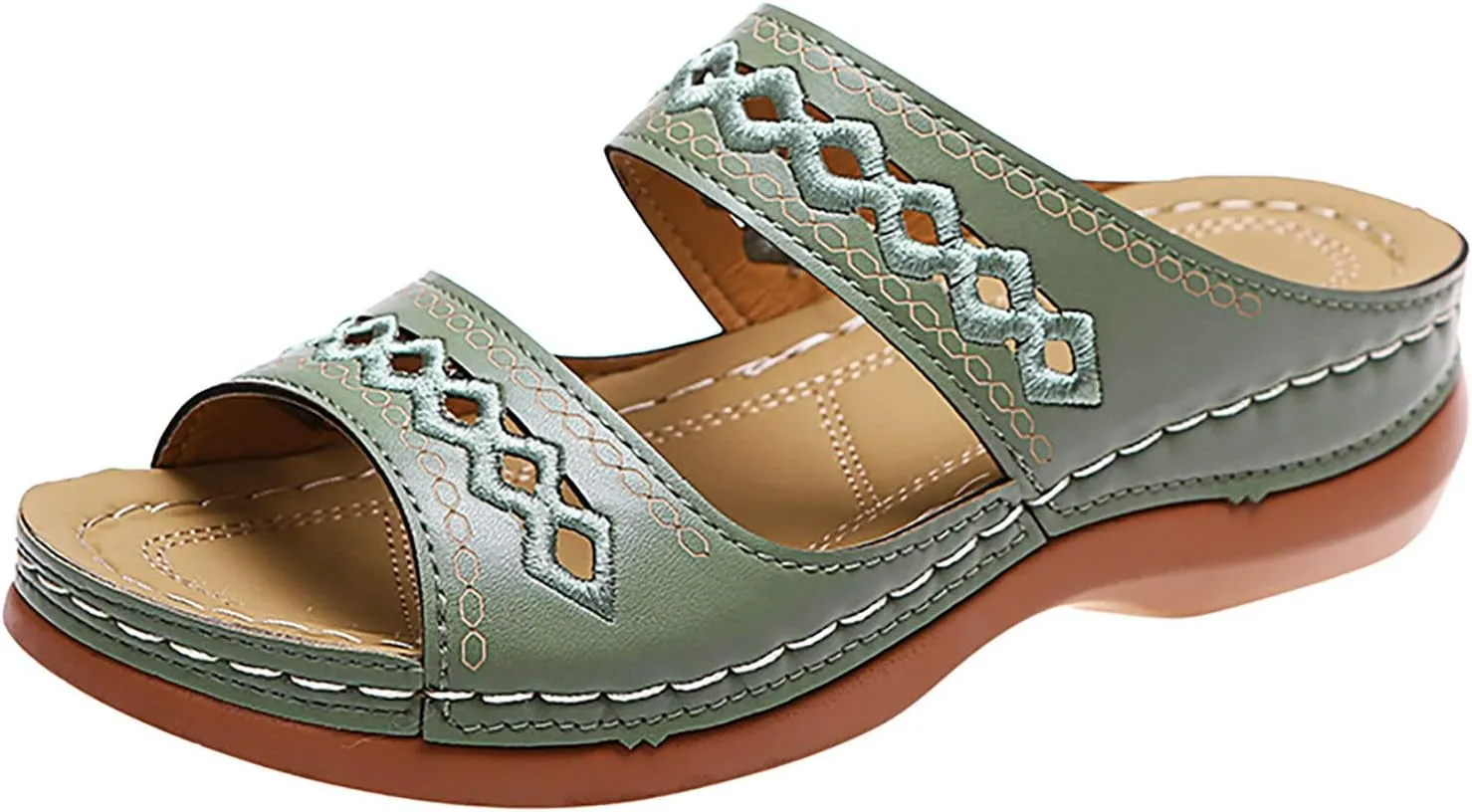 Cathalem Orthopedic Sandals for Women Summer Dressy Open Toe Ankle Strap Platform Sandals Casual Strappy Low Wedges Sandals