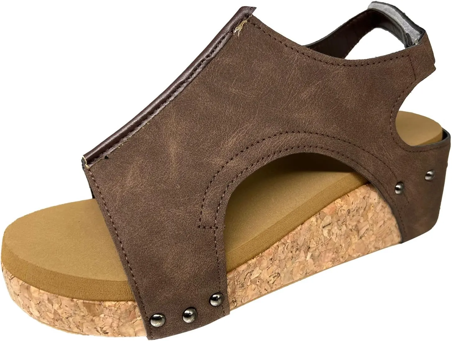 Cathalem Orthopedic Wedge Sandals for Women Platform Cork Wedges Espadrille Heel Strappy Leather Arch Support Sandals