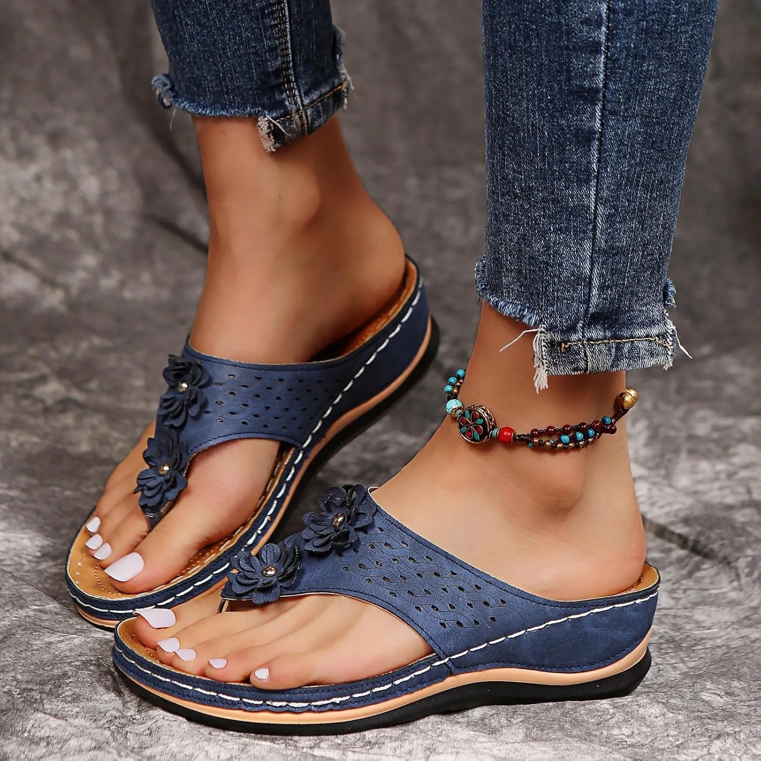 Cathalem Summer Sandals for Women 2024 Casual Strappy Low Wedges Sandals Open Toe Ankle Strap Platform Sandals