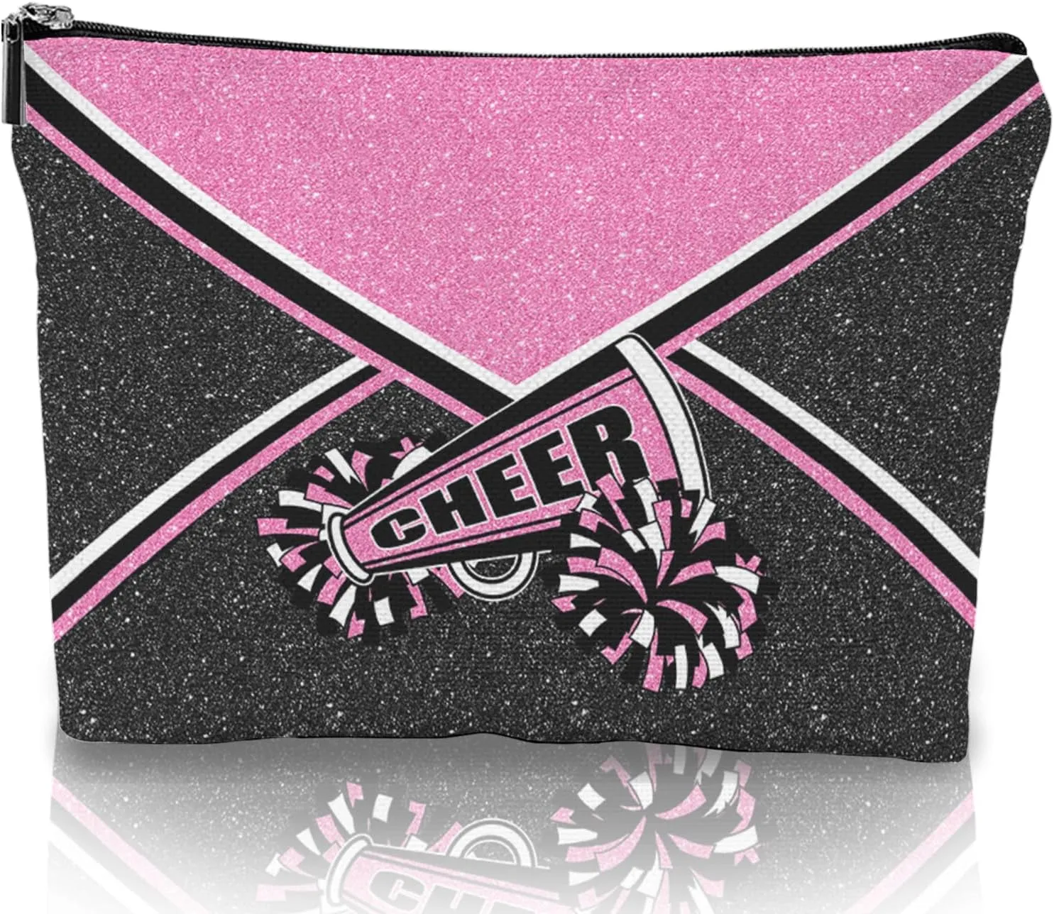 Cheer Makeup Bag Cheerleader Cosmetic Bag Cheerleader Gifts Cheerleading Gift for Women Her Cheer Team 1Pcs (Pink)