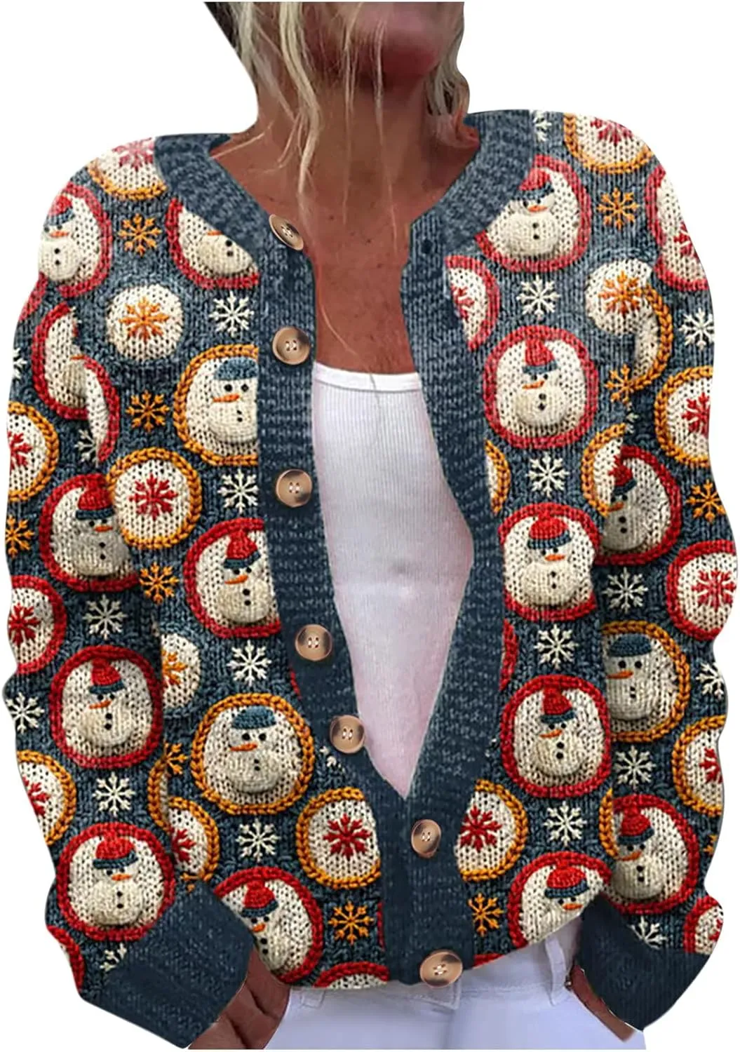 Christmas Sweaters for Women 3D Graphic Cardigan Plus Size Knit Sweater Outfits Fall Winter Sweater Jacket