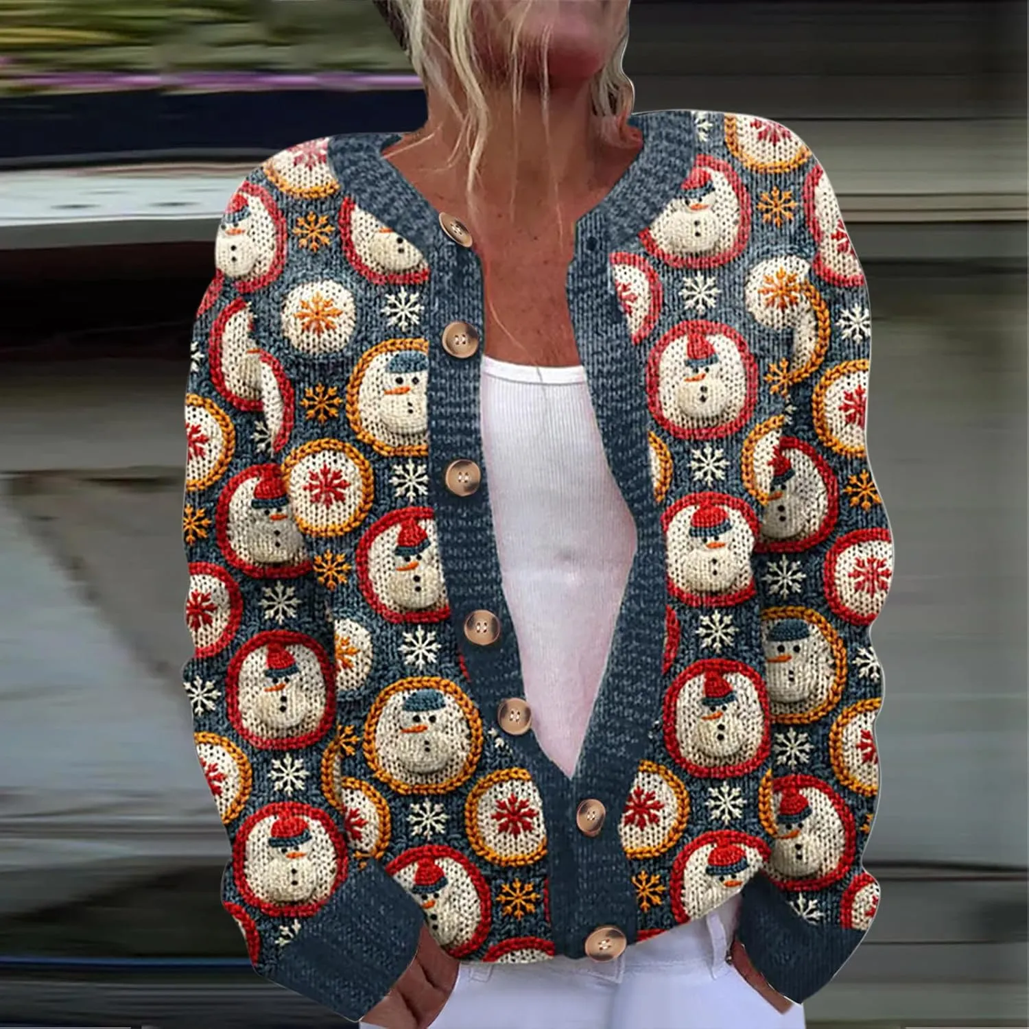 Christmas Sweaters for Women 3D Graphic Cardigan Plus Size Knit Sweater Outfits Fall Winter Sweater Jacket