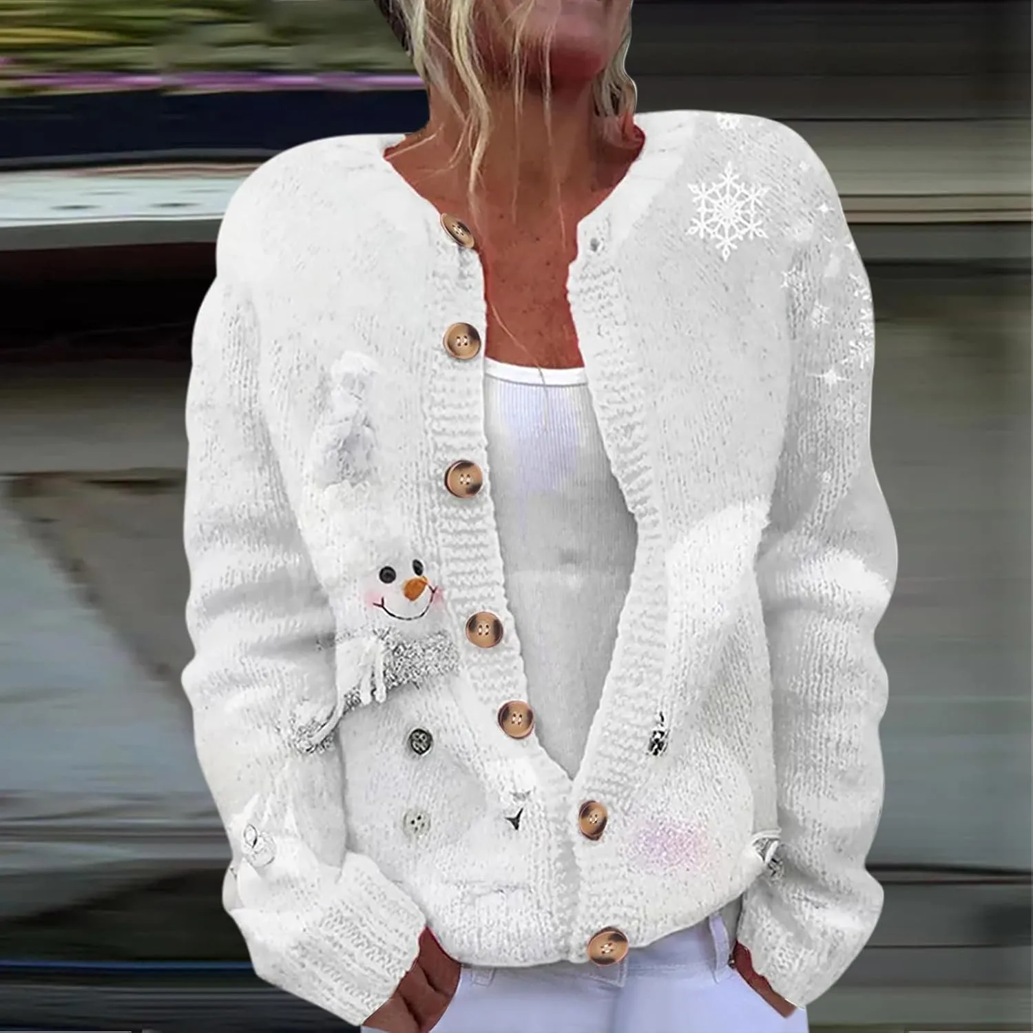 Christmas Sweaters for Women 3D Graphic Cardigan Plus Size Knit Sweater Outfits Fall Winter Sweater Jacket