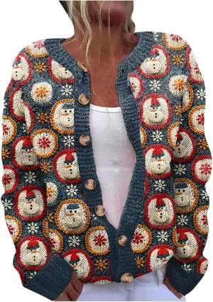 Christmas Sweaters for Women 3D Graphic Cardigan Plus Size Knit Sweater Outfits Fall Winter Sweater Jacket