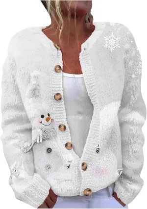 Christmas Sweaters for Women 3D Graphic Cardigan Plus Size Knit Sweater Outfits Fall Winter Sweater Jacket