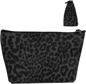 Cosmetic Bags For Women Handbags Purses Makeup Organizer Storage Makeup Bag (Dark Gray Black Leopard Cheetah Print)