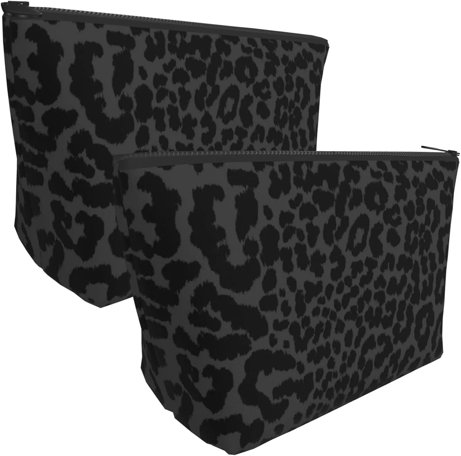 Cosmetic Bags For Women Handbags Purses Makeup Organizer Storage Makeup Bag (Dark Gray Black Leopard Cheetah Print)