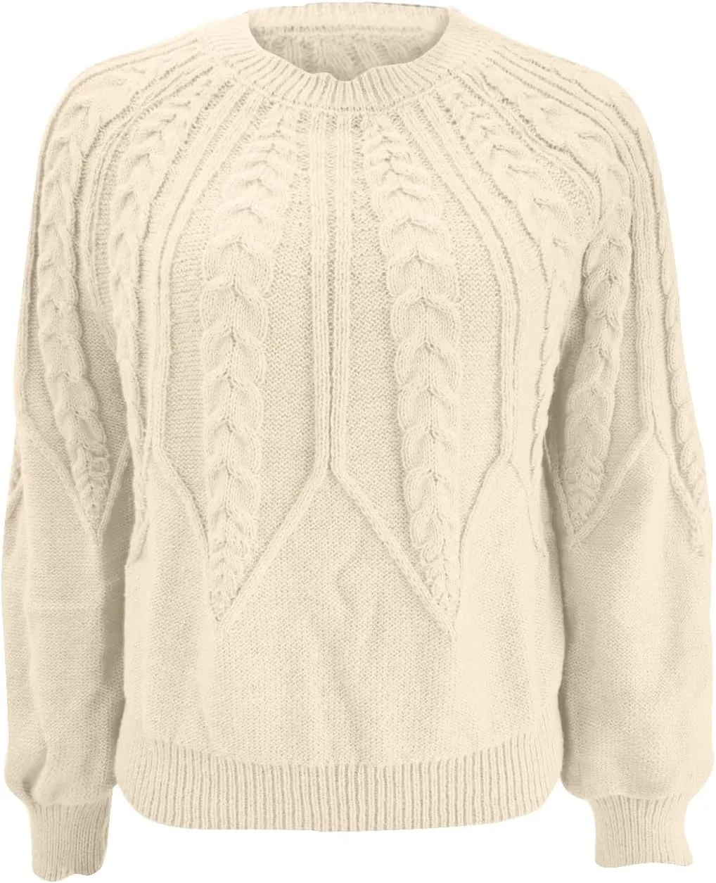 Crewneck Sweater Women Cable Knit Chunky Long Sleeve Winter Sweaters Oversized Crew Neck Cute Pullover Outfits