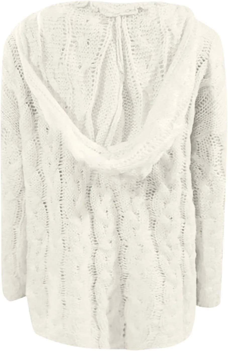 Crochet Sweaters for Women Cable Knit Hooded Sweater Plain Oversized Pullover Cozy Warm Chunky Sweaters