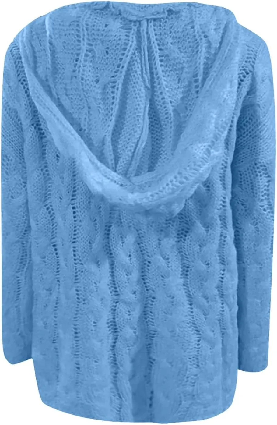 Crochet Sweaters for Women Cable Knit Hooded Sweater Plain Oversized Pullover Cozy Warm Chunky Sweaters