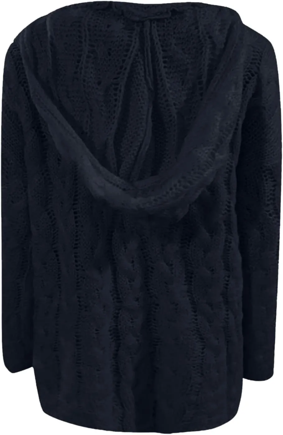 Crochet Sweaters for Women Cable Knit Hooded Sweater Plain Oversized Pullover Cozy Warm Chunky Sweaters