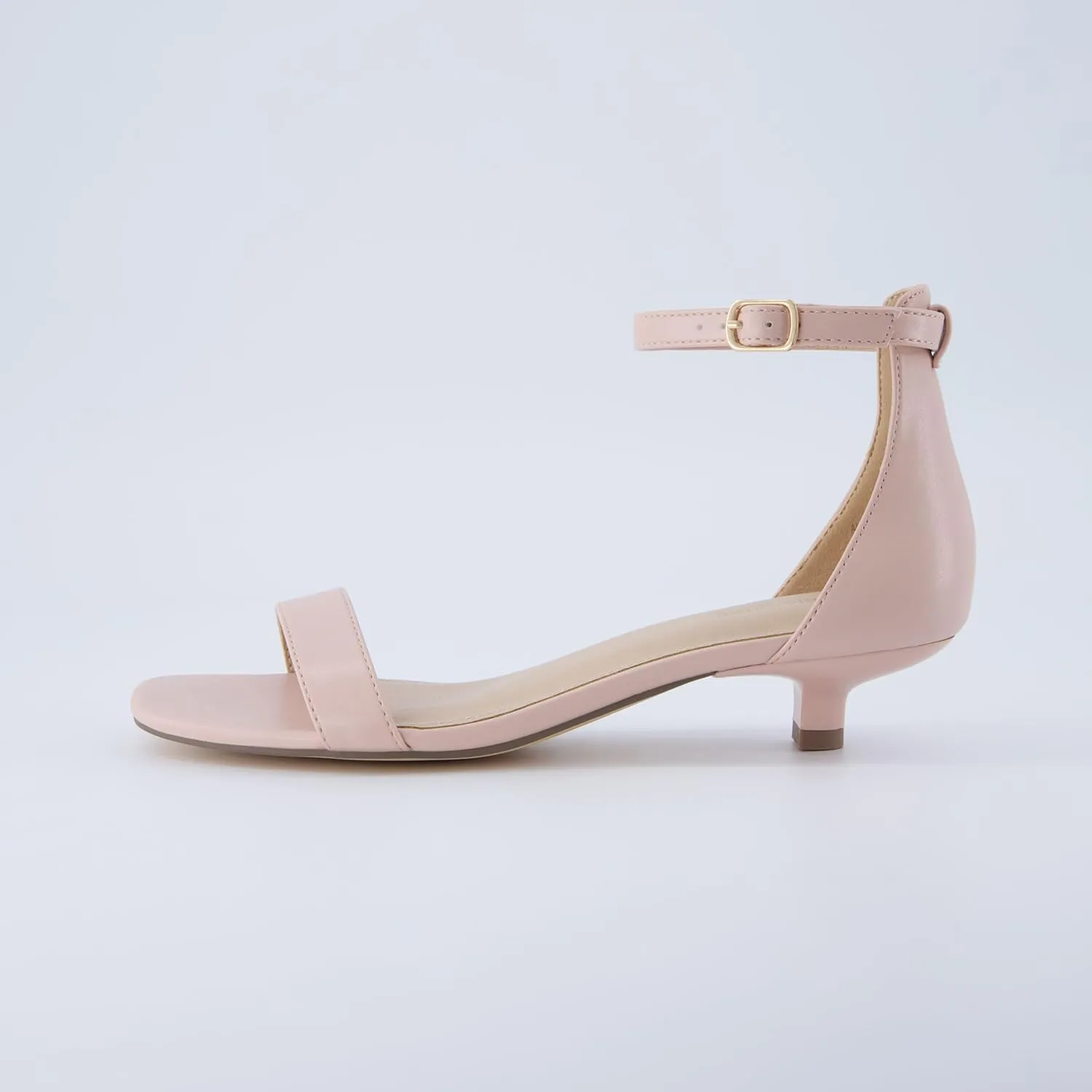 CUSHIONAIRE Solo Womens Kitten Heel Dress Sandal  1 Band Ankle Strap Heel with Cushioned Footbed & Faux Suede Upper