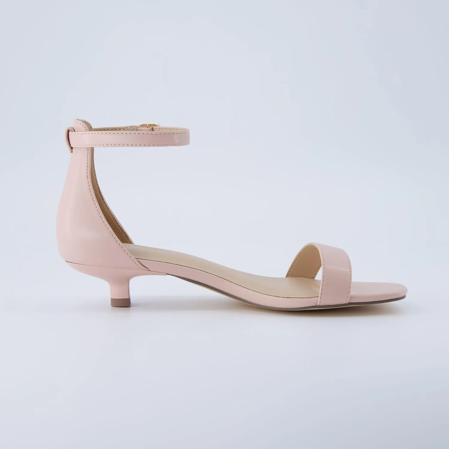 CUSHIONAIRE Solo Womens Kitten Heel Dress Sandal  1 Band Ankle Strap Heel with Cushioned Footbed & Faux Suede Upper
