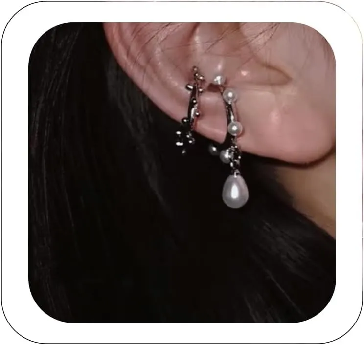 Dainty Ear Cuffs Earrings Non Pierced Sparkling Rhinestones Cartilage Climber Ear Wrap Earrings Clip on Earrings Minimalist Cuff Fake Earrings Trendy Jewelry for Women