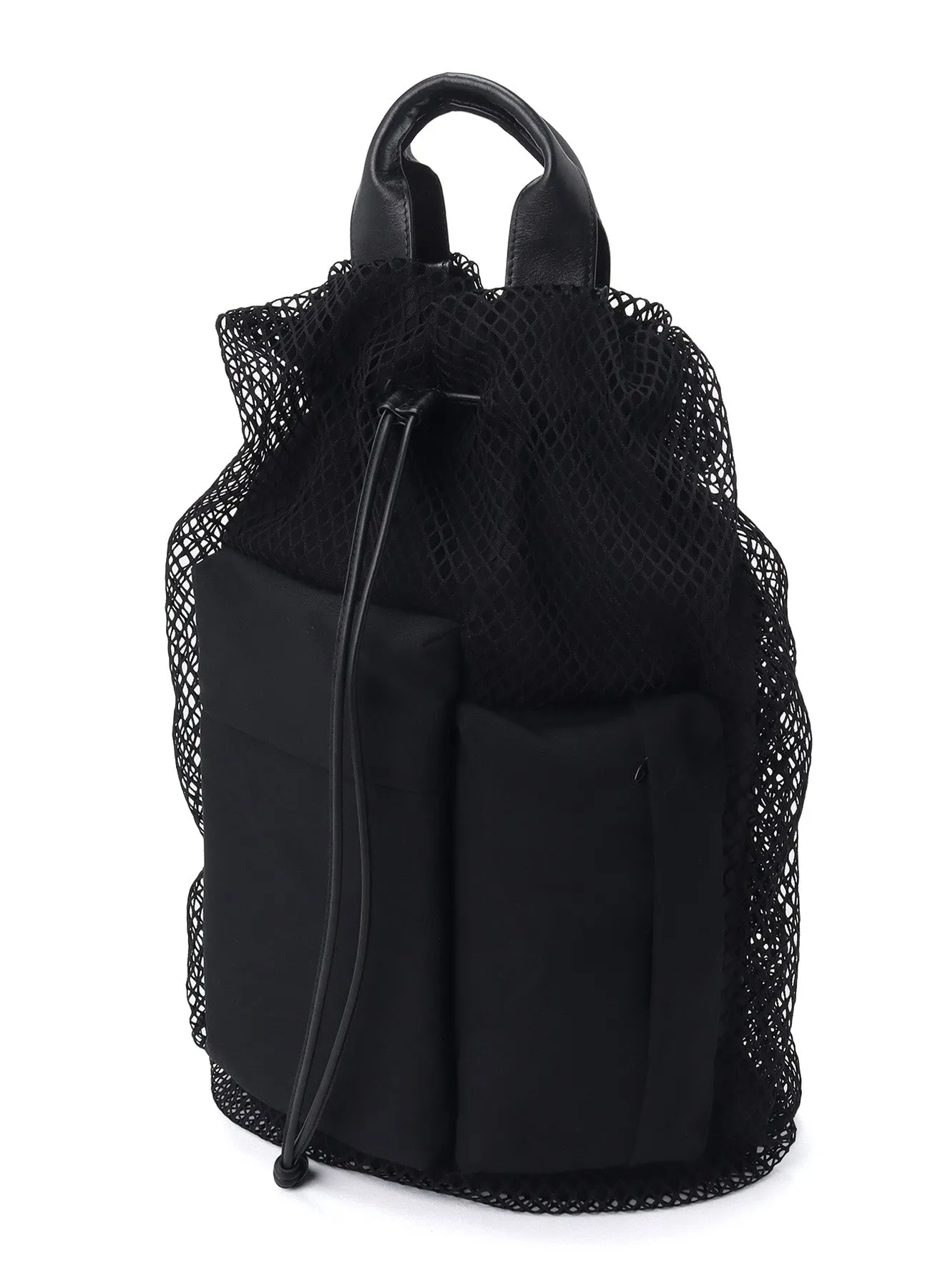 DIAMOND NET/LEATHER COMBINATION BIG POUCH