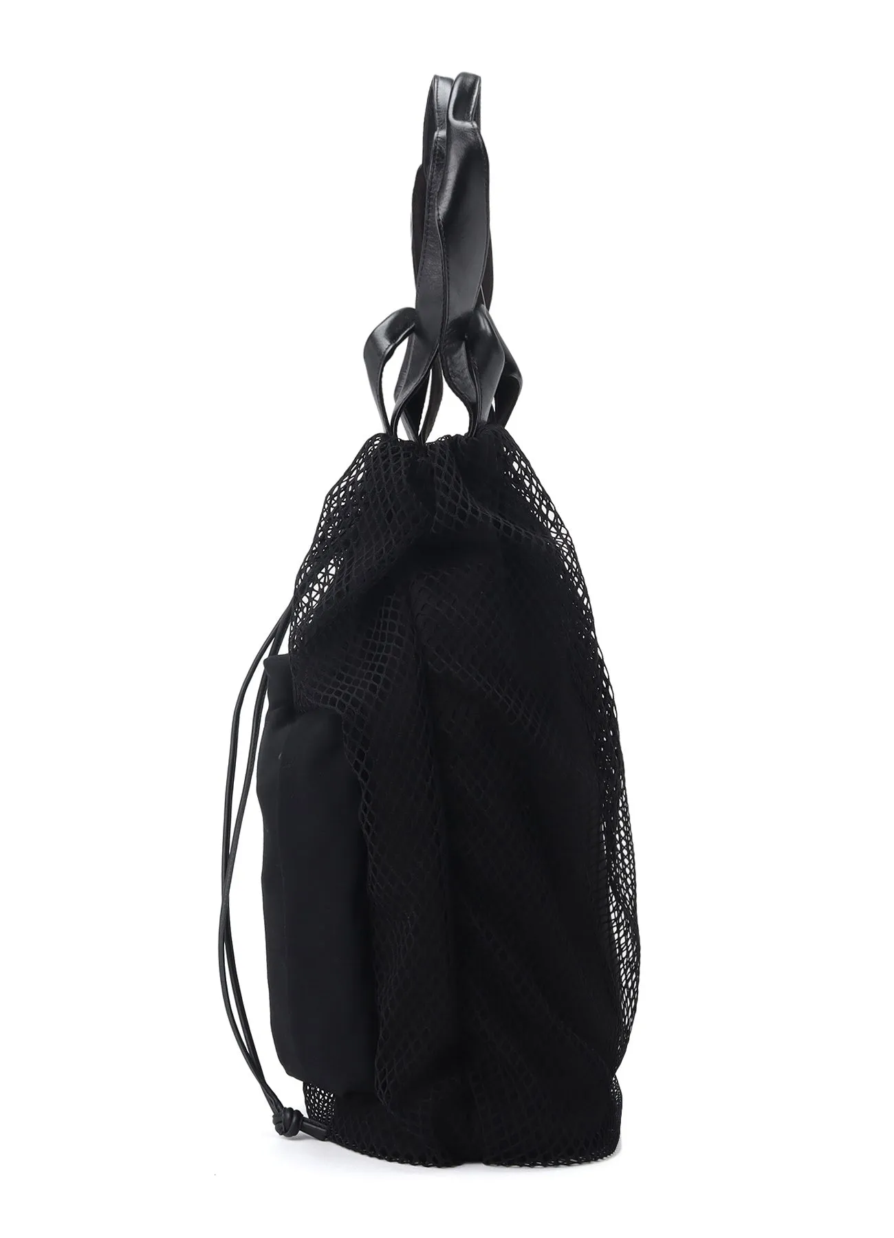 DIAMOND NET/LEATHER COMBINATION BIG POUCH
