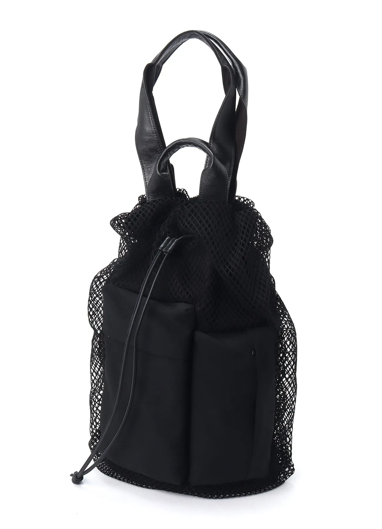 DIAMOND NET/LEATHER COMBINATION BIG POUCH