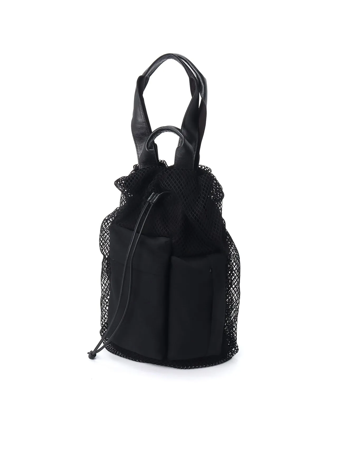 DIAMOND NET/LEATHER COMBINATION BIG POUCH